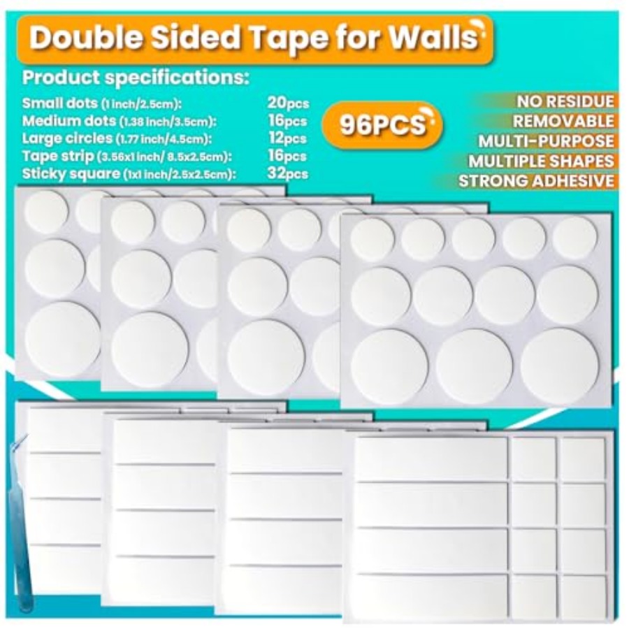 Dubbelzijdige tape voor muren, - Picture Hanging Strip recensie en prijs