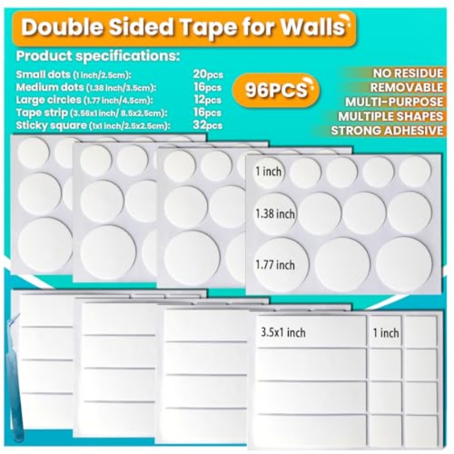 Dubbelzijdige tape voor muren, - Picture Hanging Strip recensie en prijs